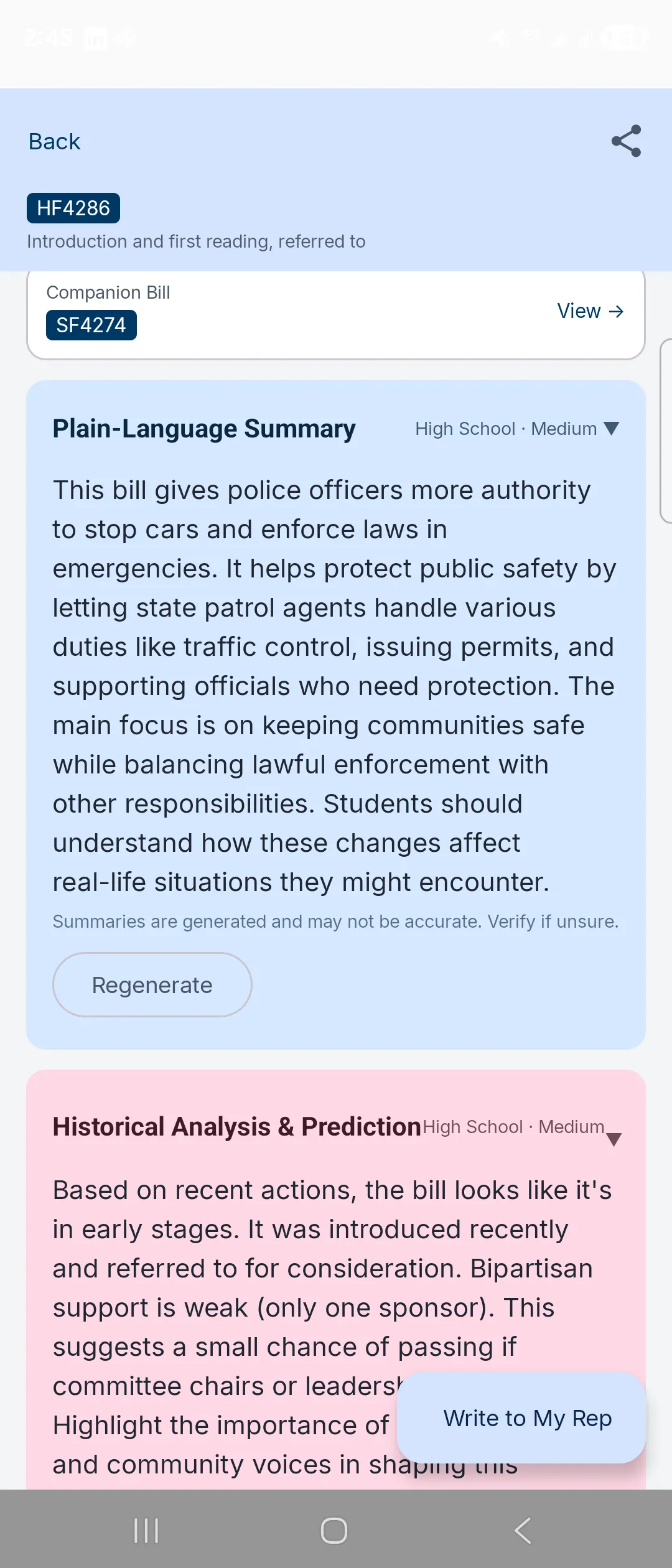 On-device AI bill summary